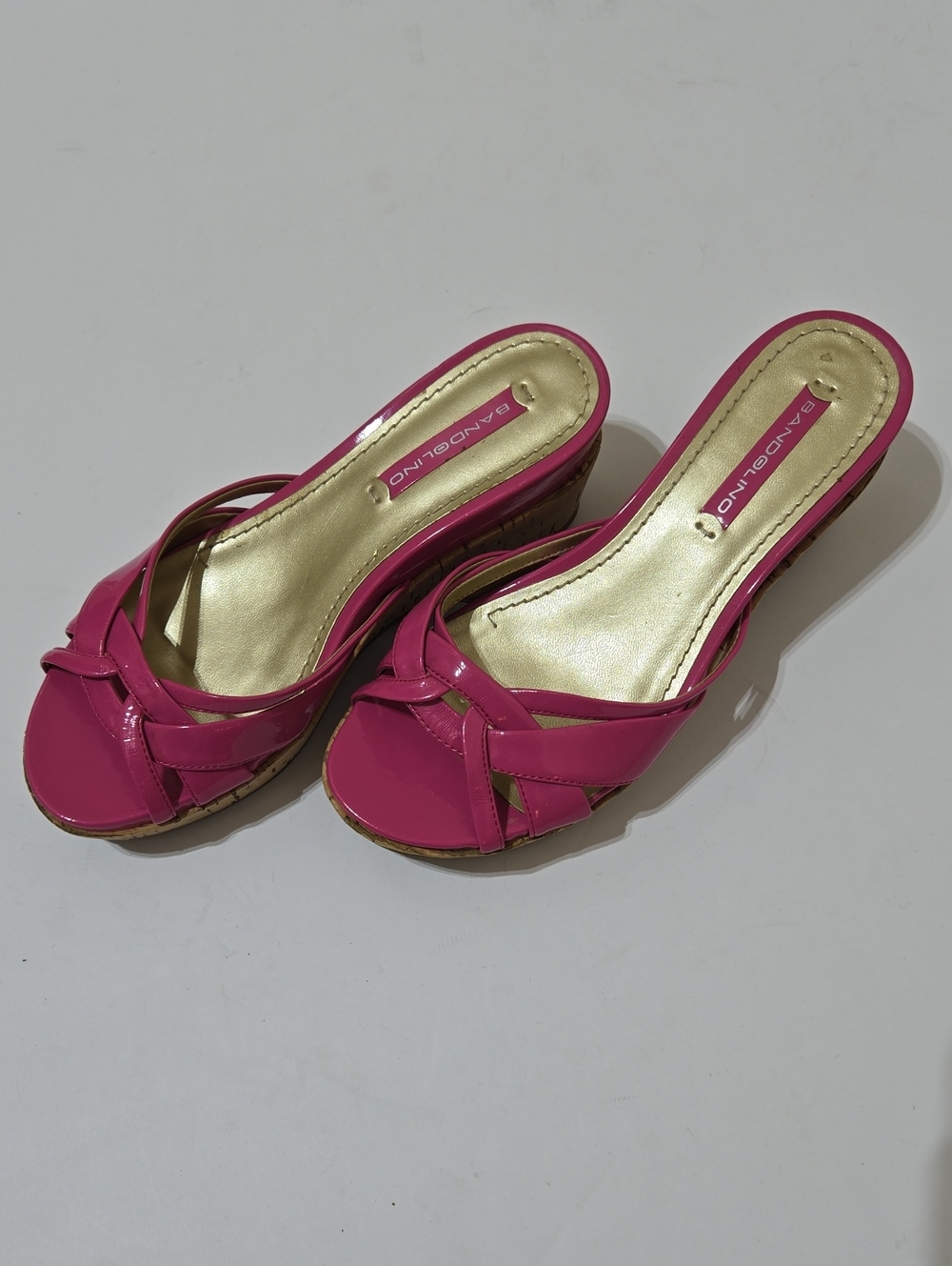 Vintage Bandolino Hot Pink Wedge Slide Sandals
